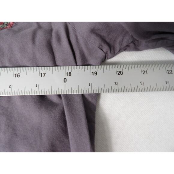 Solitaire Tunic Blouse Womens Large Gray Embroidered Boho Hippie Tassel Keyhole - Picture 9 of 13